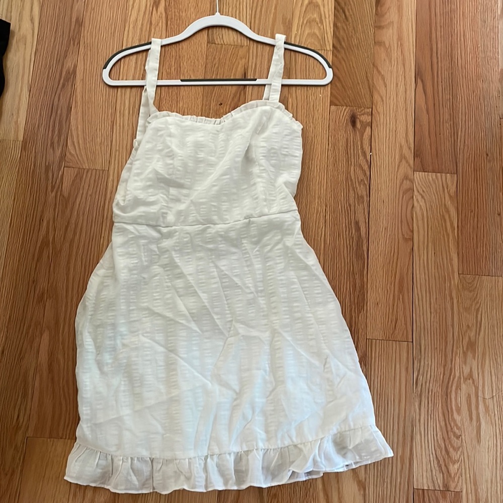 White with white stripes mini dress